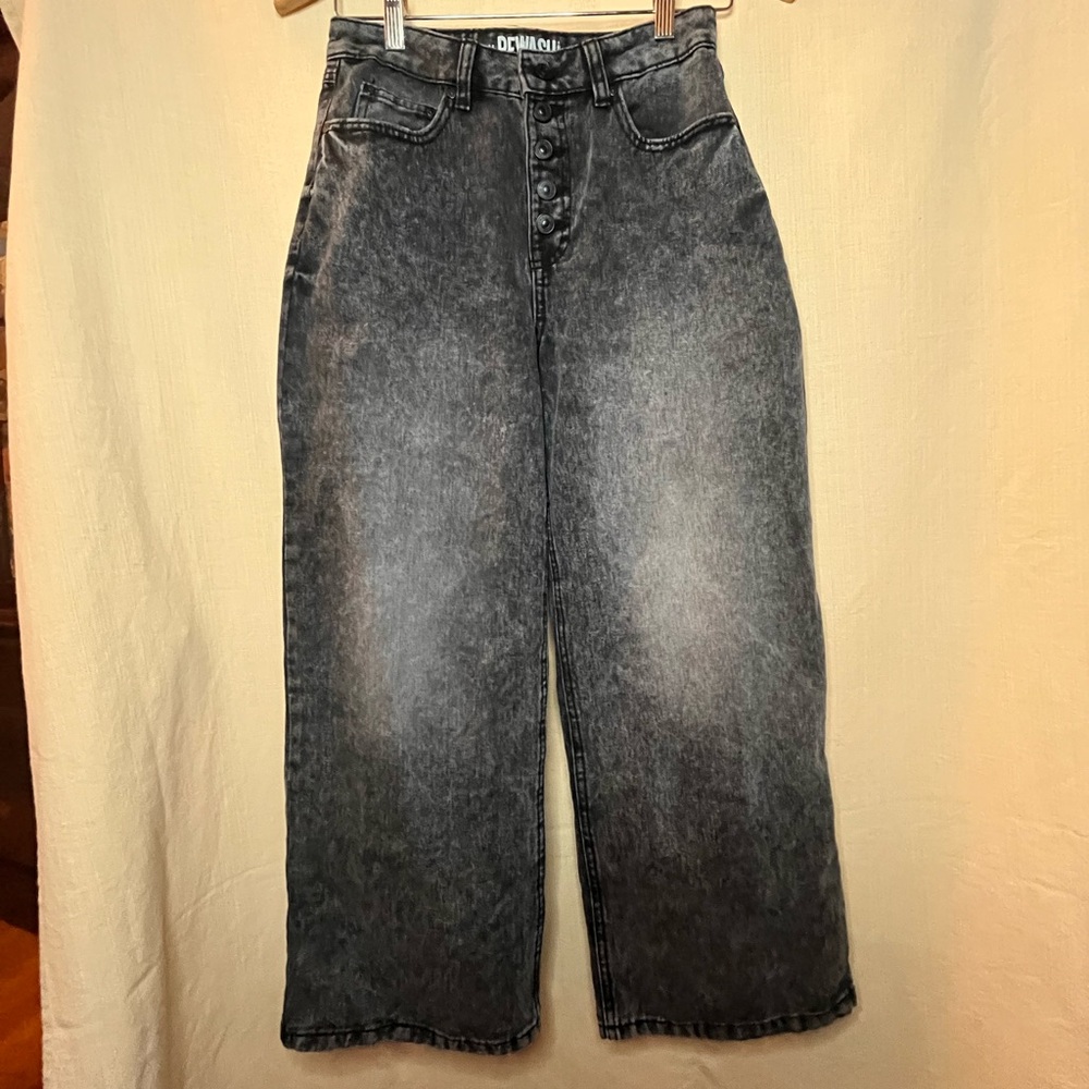 NY Rewash High-Waisted wide leg Black Denim Buttonfly denim Jeans size 3